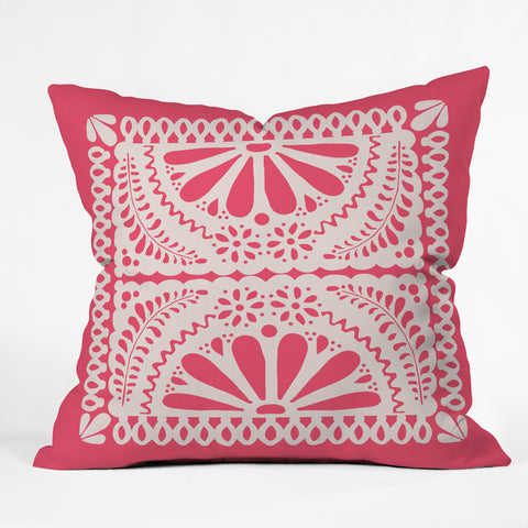 Natalie Baca Fiesta De Flores in Pink Outdoor Throw Pillow