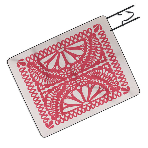 Natalie Baca Fiesta De Flores In Red Picnic Blanket
