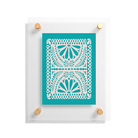 Natalie Baca Fiesta De Flores in Turquoise Floating Acrylic Print