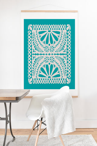 Natalie Baca Fiesta De Flores in Turquoise Art Print And Hanger