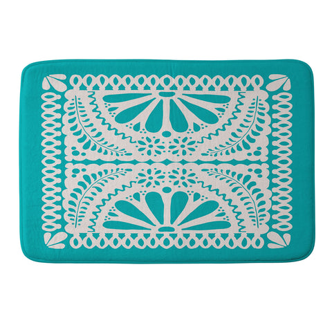 Natalie Baca Fiesta De Flores in Turquoise Memory Foam Bath Mat