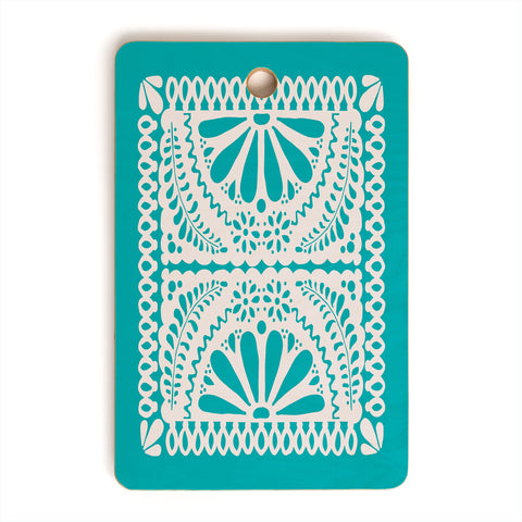 Natalie Baca Fiesta De Flores in Turquoise Cutting Board Rectangle