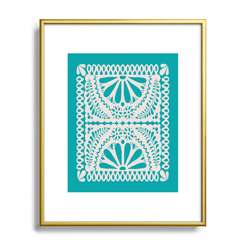 Natalie Baca Fiesta De Flores in Turquoise Metal Framed Art Print