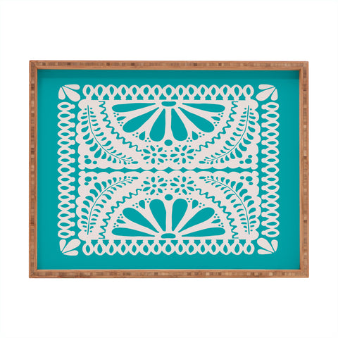 Natalie Baca Fiesta De Flores in Turquoise Rectangular Tray