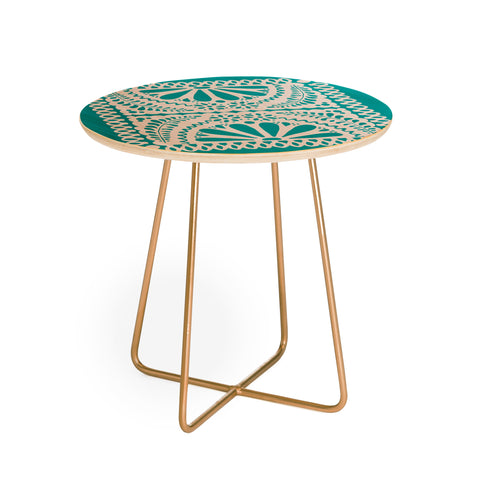 Natalie Baca Fiesta De Flores in Turquoise Round Side Table