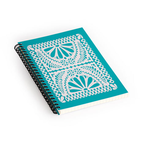 Natalie Baca Fiesta De Flores in Turquoise Spiral Notebook