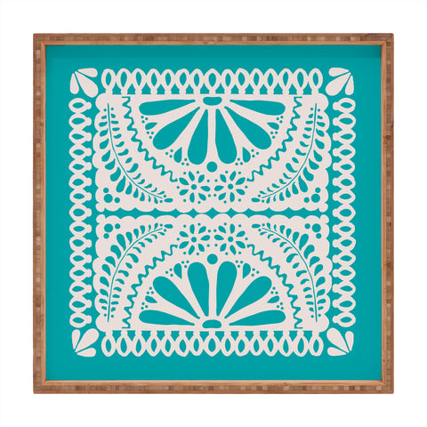 Natalie Baca Fiesta De Flores in Turquoise Square Tray