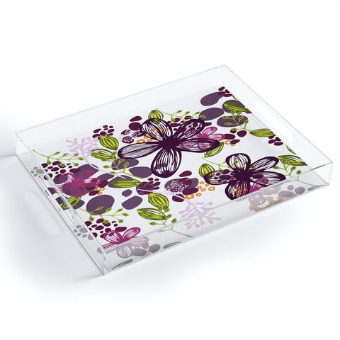 Natalie Baca Floral In Plum Acrylic Tray