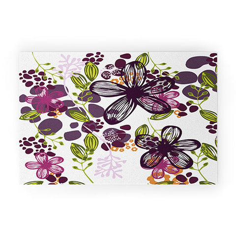 Natalie Baca Floral In Plum Welcome Mat
