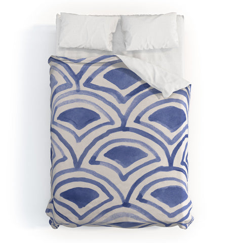 Natalie Baca GeoWave Pattern Indigo Duvet Cover