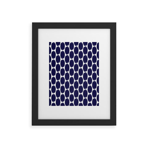 Natalie Baca Ikat Ovals Navy Framed Art Print