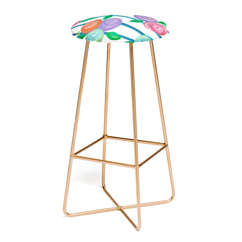 Natalie Baca Indigo Stripes and Blooms Bar Stool