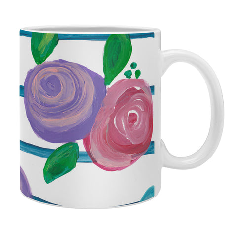 Natalie Baca Indigo Stripes and Blooms Coffee Mug