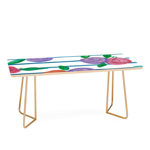 Natalie Baca Indigo Stripes and Blooms Coffee Table