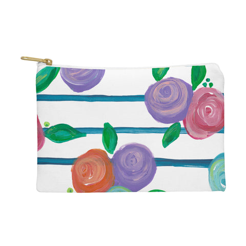 Natalie Baca Indigo Stripes and Blooms Pouch