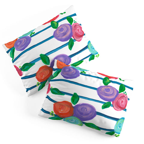 Natalie Baca Indigo Stripes and Blooms Pillow Shams