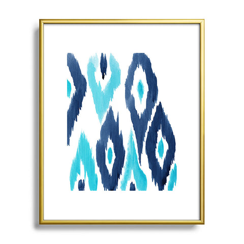 Natalie Baca Malibu Blue Ikat Metal Framed Art Print