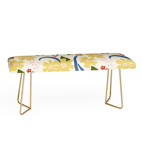 Natalie Baca March Flowers Yellow Bench
