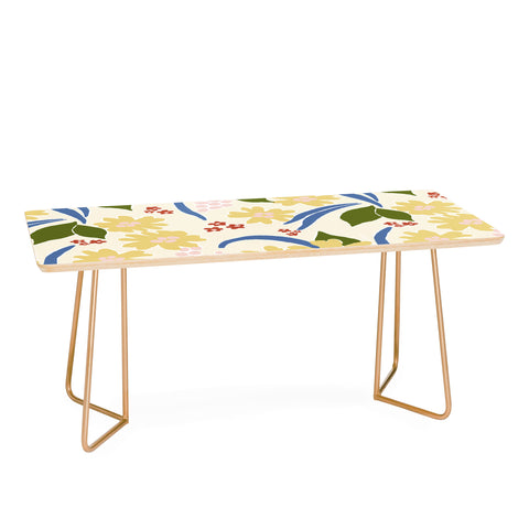 Natalie Baca March Flowers Yellow Coffee Table