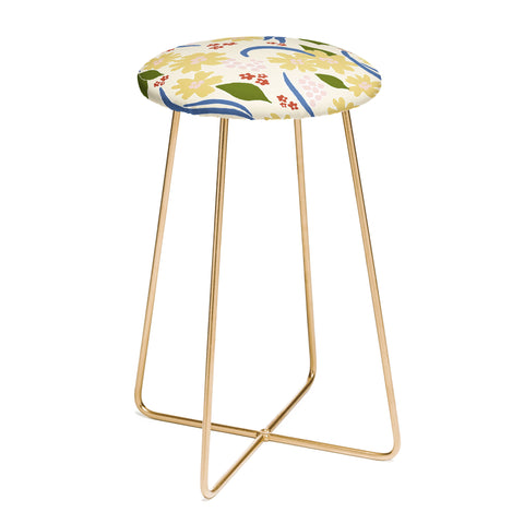 Natalie Baca March Flowers Yellow Counter Stool