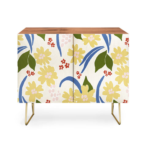 Natalie Baca March Flowers Yellow Credenza