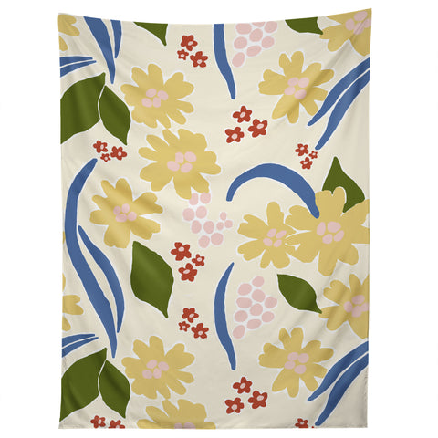 Natalie Baca March Flowers Yellow Tapestry