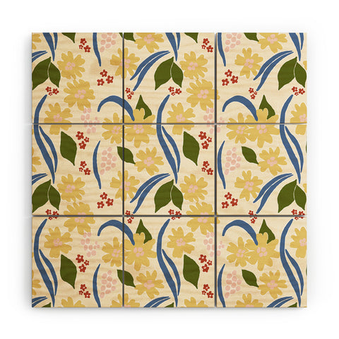 Natalie Baca March Flowers Yellow Wood Wall Mural
