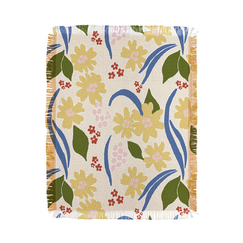 Natalie Baca March Flowers Yellow Throw Blanket