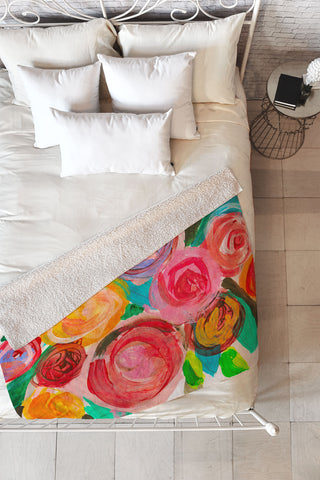 Natalie Baca Meadow Blooms Fleece Throw Blanket