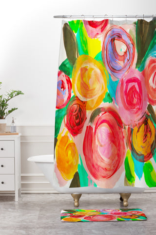 Natalie Baca Meadow Blooms Shower Curtain And Mat