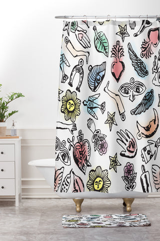 Natalie Baca Milagros Shower Curtain And Mat