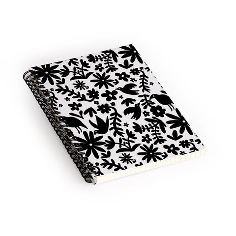 Natalie Baca Otomi Party Black Spiral Notebook