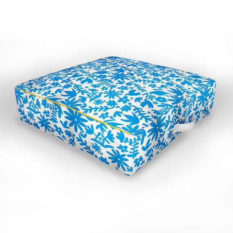 Natalie Baca Otomi Party Blue Outdoor Floor Cushion
