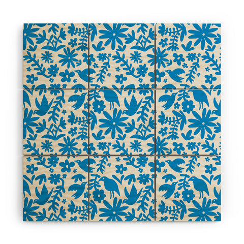 Natalie Baca Otomi Party Blue Wood Wall Mural
