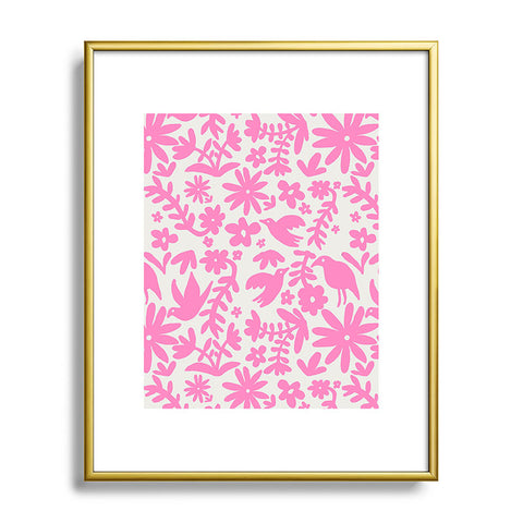 Natalie Baca Otomi Party Pink Metal Framed Art Print