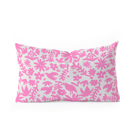 Natalie Baca Otomi Party Pink Oblong Throw Pillow