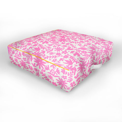 Natalie Baca Otomi Party Pink Outdoor Floor Cushion