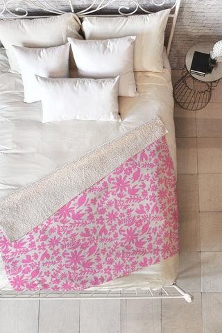 Natalie Baca Otomi Party Pink Fleece Throw Blanket