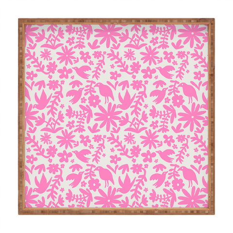 Natalie Baca Otomi Party Pink Square Tray