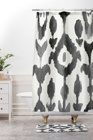 Natalie Baca Painterly Flower Ikat Shower Curtain And Mat