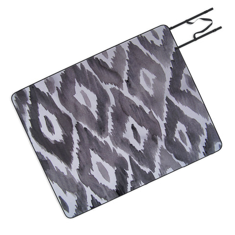 Natalie Baca Painterly Ikat in Black Picnic Blanket