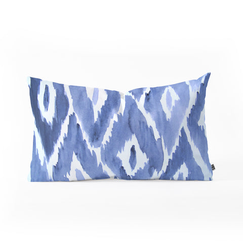 Natalie Baca Painterly Ikat in Indigo Oblong Throw Pillow