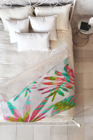 Natalie Baca Paradise Palm Fleece Throw Blanket