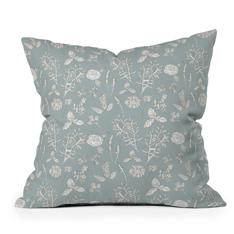 Natalie Baca Plant Therapy Pond Blue Throw Pillow