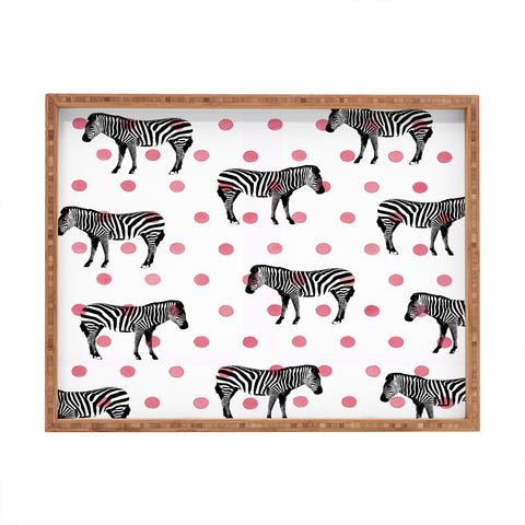 Natalie Baca Polka Dots And Stripes Rectangular Tray
