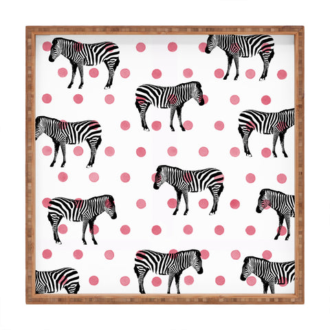Natalie Baca Polka Dots And Stripes Square Tray