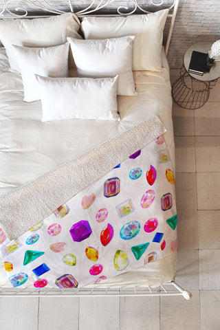 Natalie Baca Rhinestone Reverie In White Fleece Throw Blanket