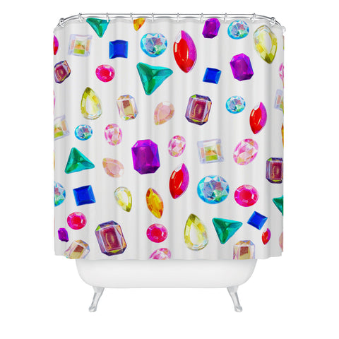 Natalie Baca Rhinestone Reverie In White Shower Curtain