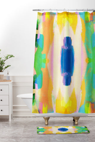 Natalie Baca Santa Fe Sunrise Shower Curtain And Mat