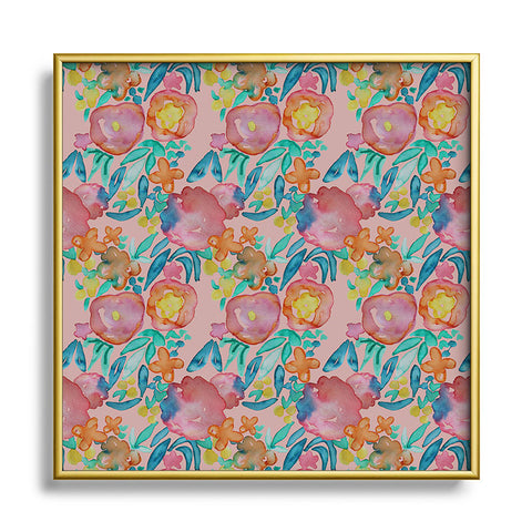 Natalie Baca Strawberry Field Metal Square Framed Art Print